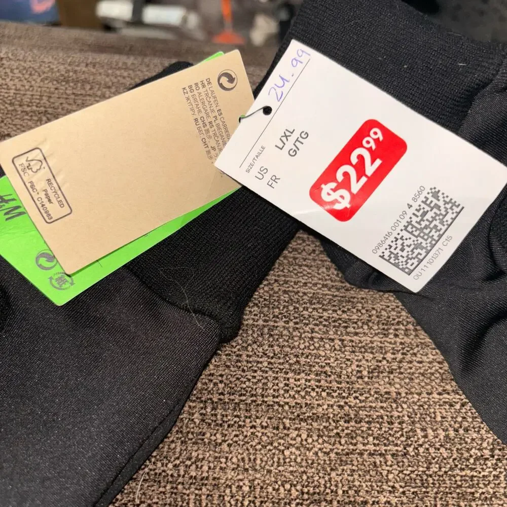 H&M Black Womens Transforming Gloves NWT L/XL Mittens